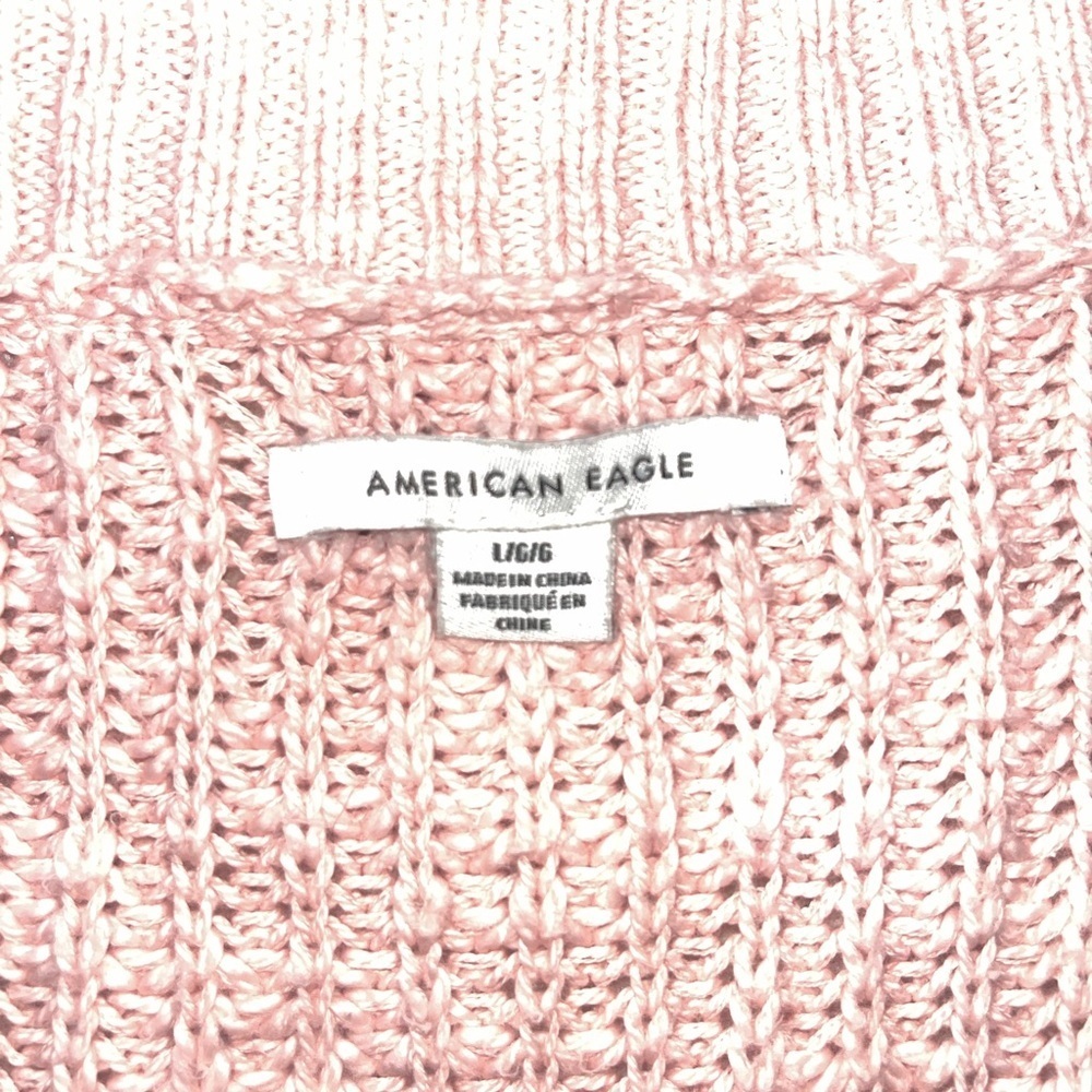 American Eagle Outfitters Dusty Pink V-Neck cable knit Sweater - Picture 2 of 4